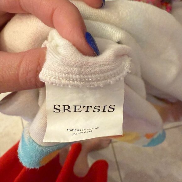 Sretsis white and multi-coloured terry cloth  floral dress size US 4 - Picture 6 of 7